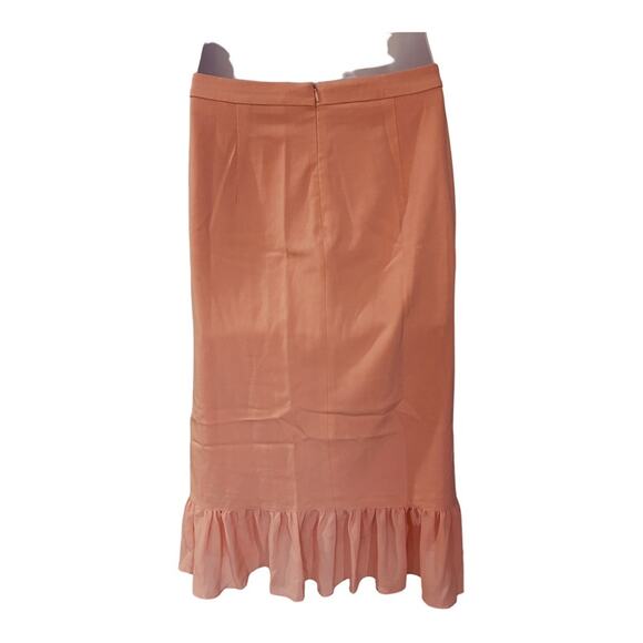 Midnight Velvet Ruffle Rosette Peach Fuzz Formal Wedding Church Midi Skirt Suit - Picture 10 of 14